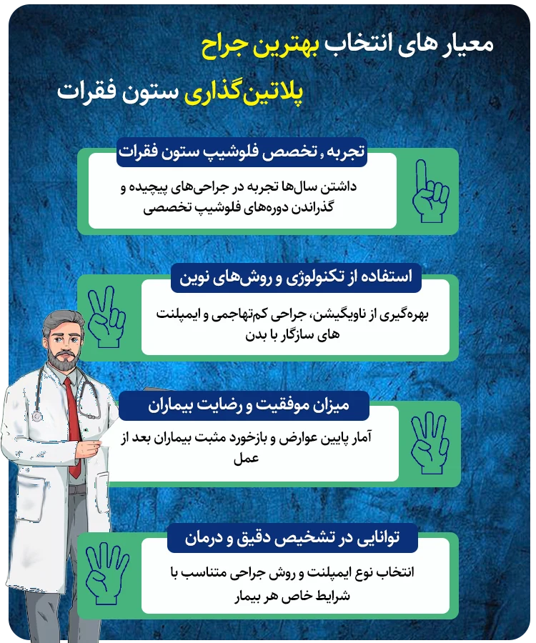 معیارهای انتخاب بهترین جراح پلاتین‌گذاری ستون فقرات