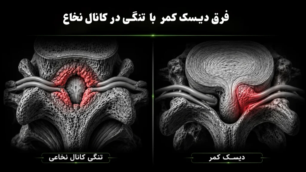 فرق دیسک کمر  با  تنگی در کانال نخاع