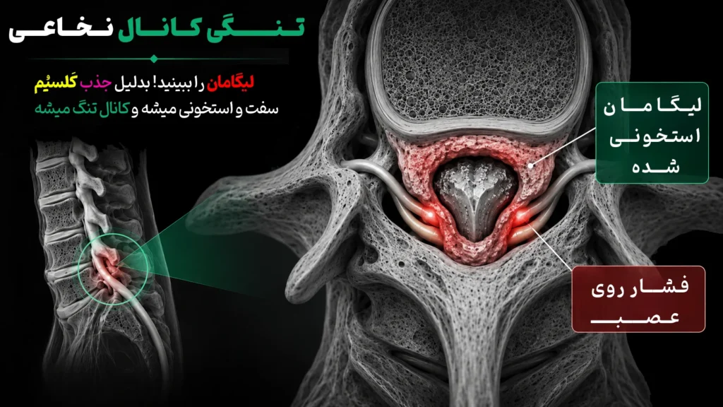 لیگامان را ببینید! به دلیل جذب کلکسیون
سفت و استخوانی میشه و کانال تنگ میشه